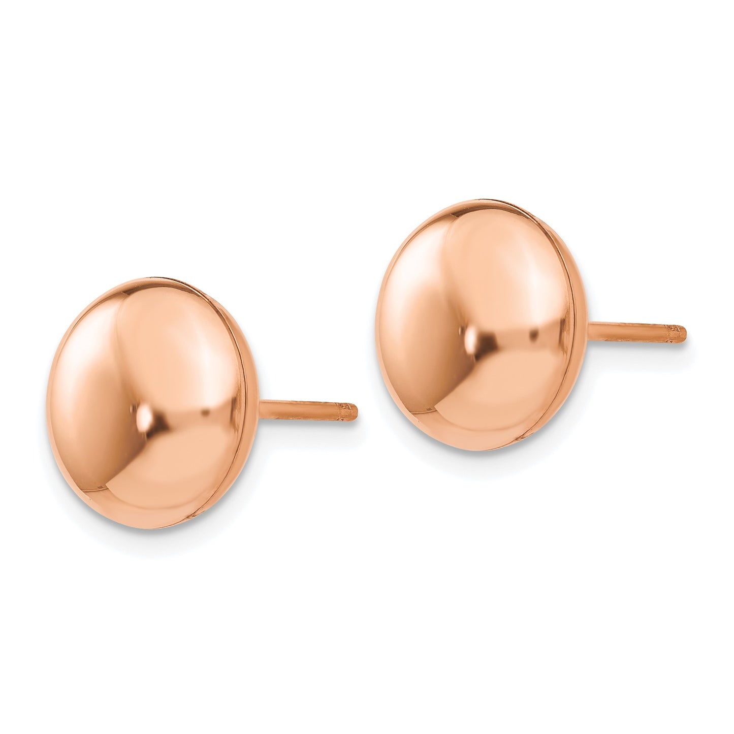 14k Rose Gold 10.5mm Polished Puffed Round Button Post Earrings