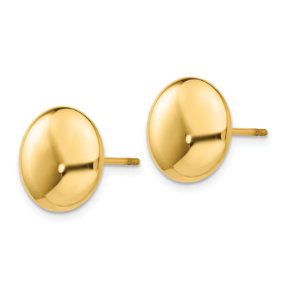 14k 12mm Polished Puffed Round Button Post Earrings