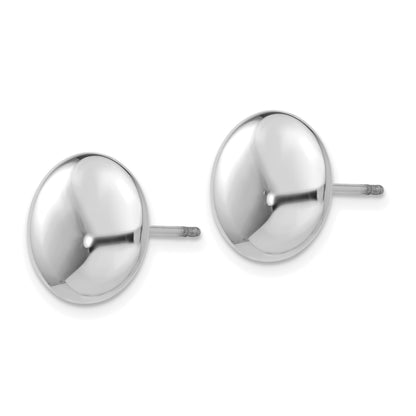 14k White Gold 12mm Polished Puffed Round Button Post Earrings