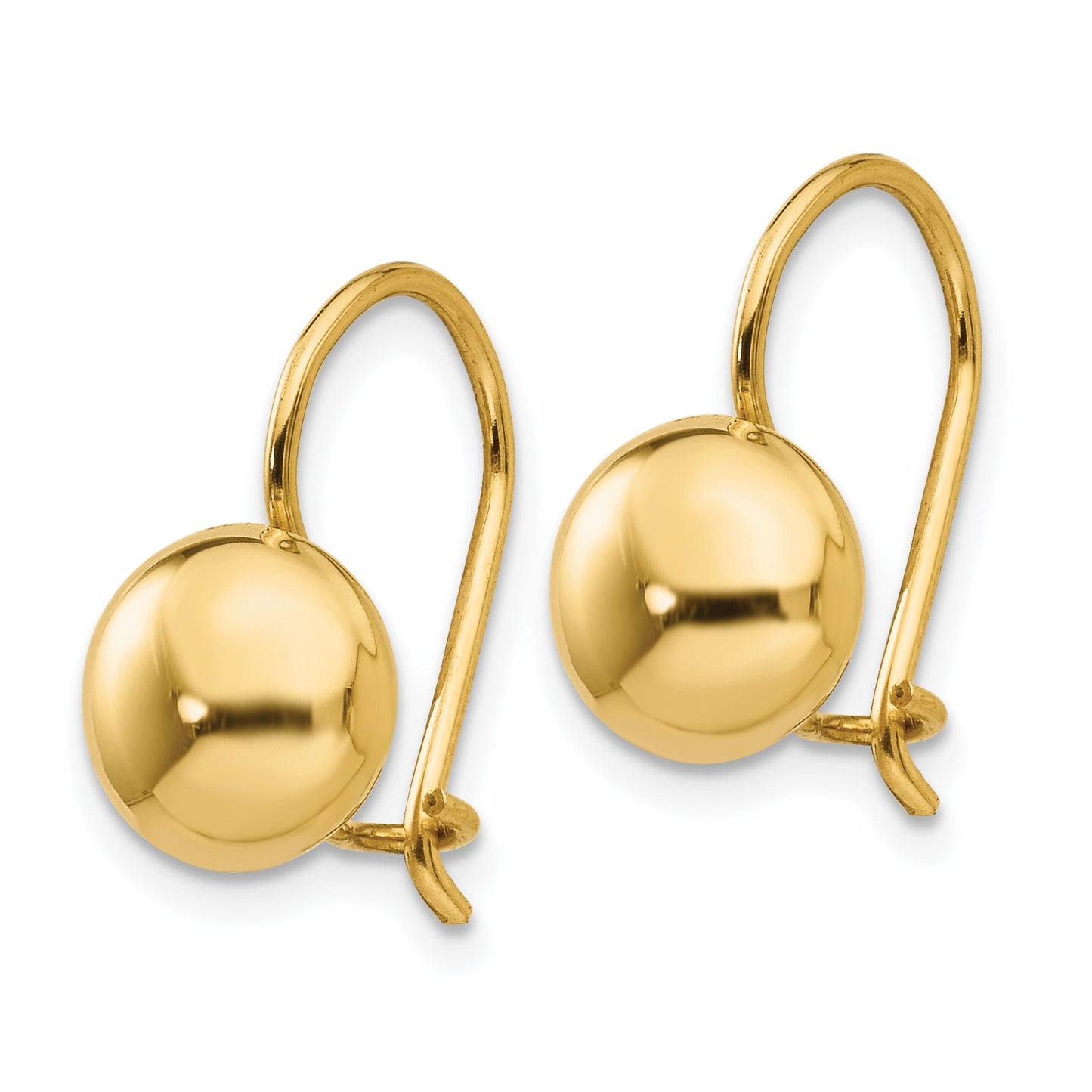 14k 8mm Polished Button Kidney Wire Earrings