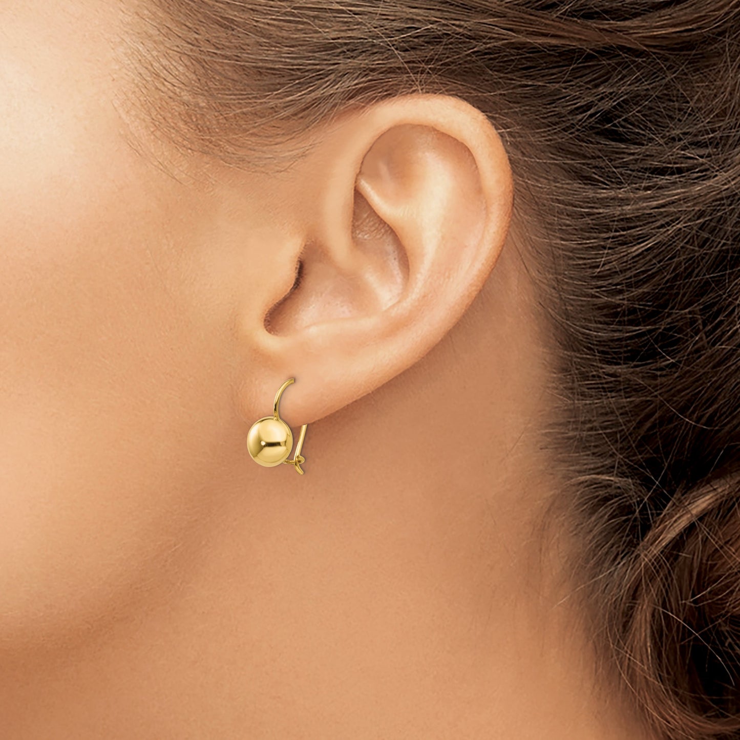 14k 8mm Polished Button Kidney Wire Earrings