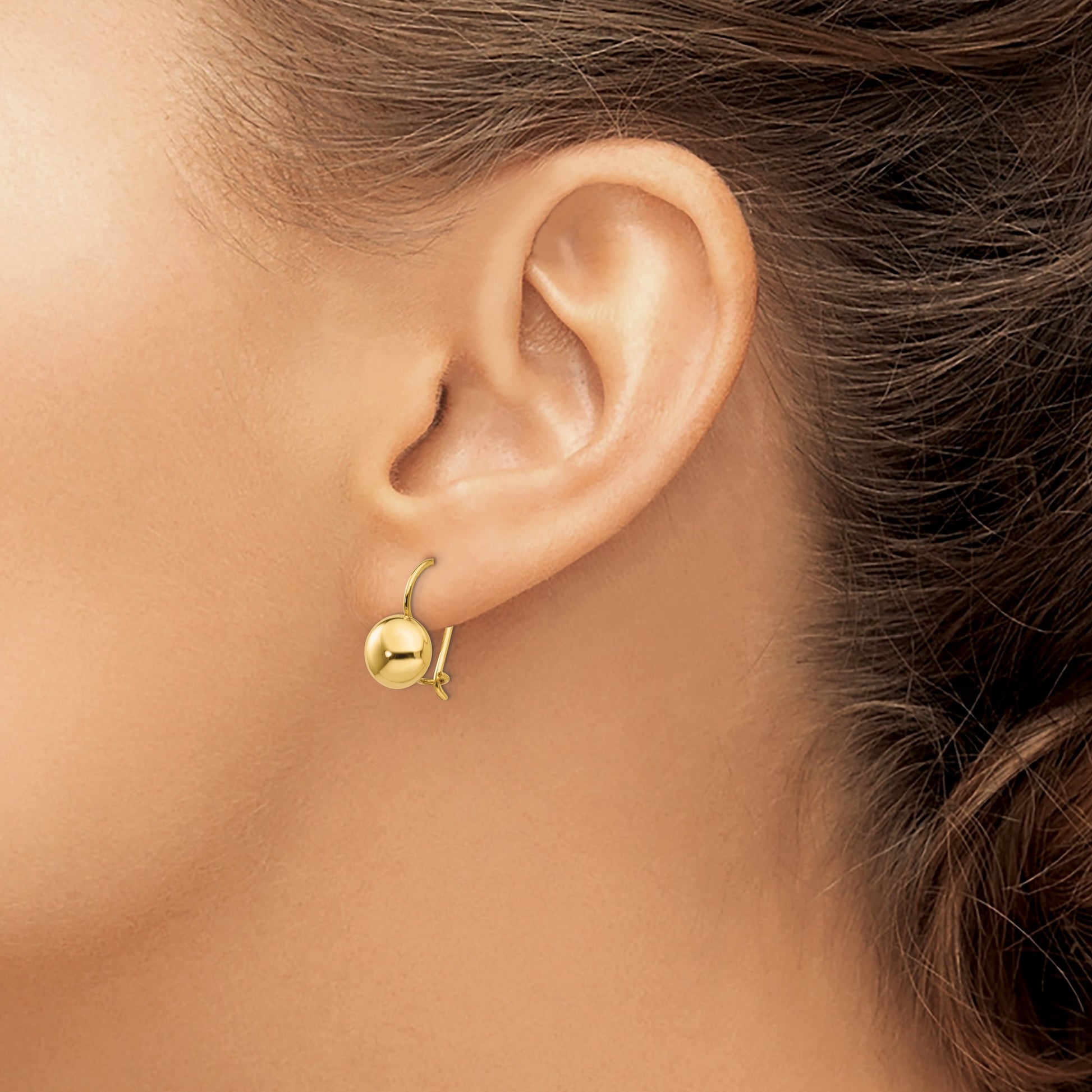 14k 8mm Polished Button Kidney Wire Earrings
