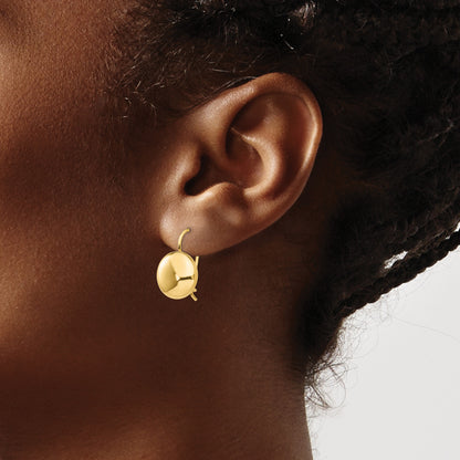 14k 12mm Polished Button Kidney Wire Earrings