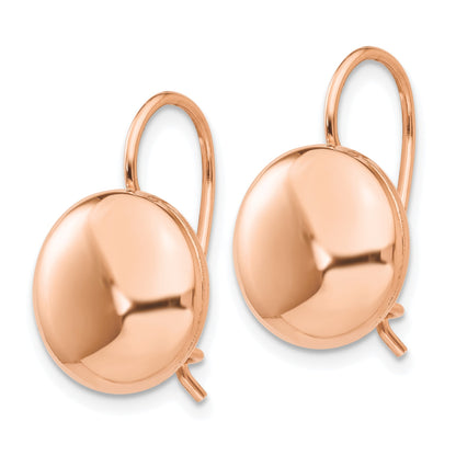 14k Rose Gold 12mm Polished Button Kidney Wire Earrings