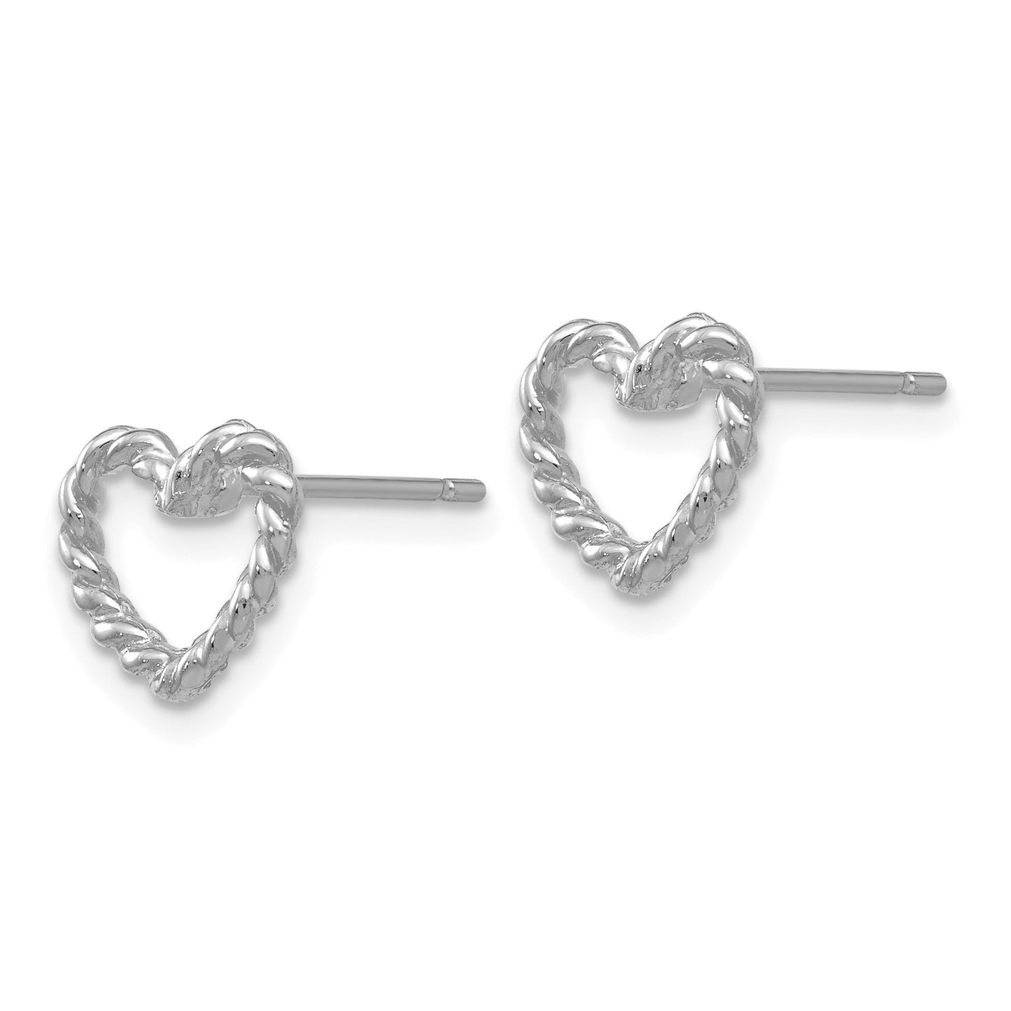 14k White Gold Polished Open Twisted Heart Post Earrings