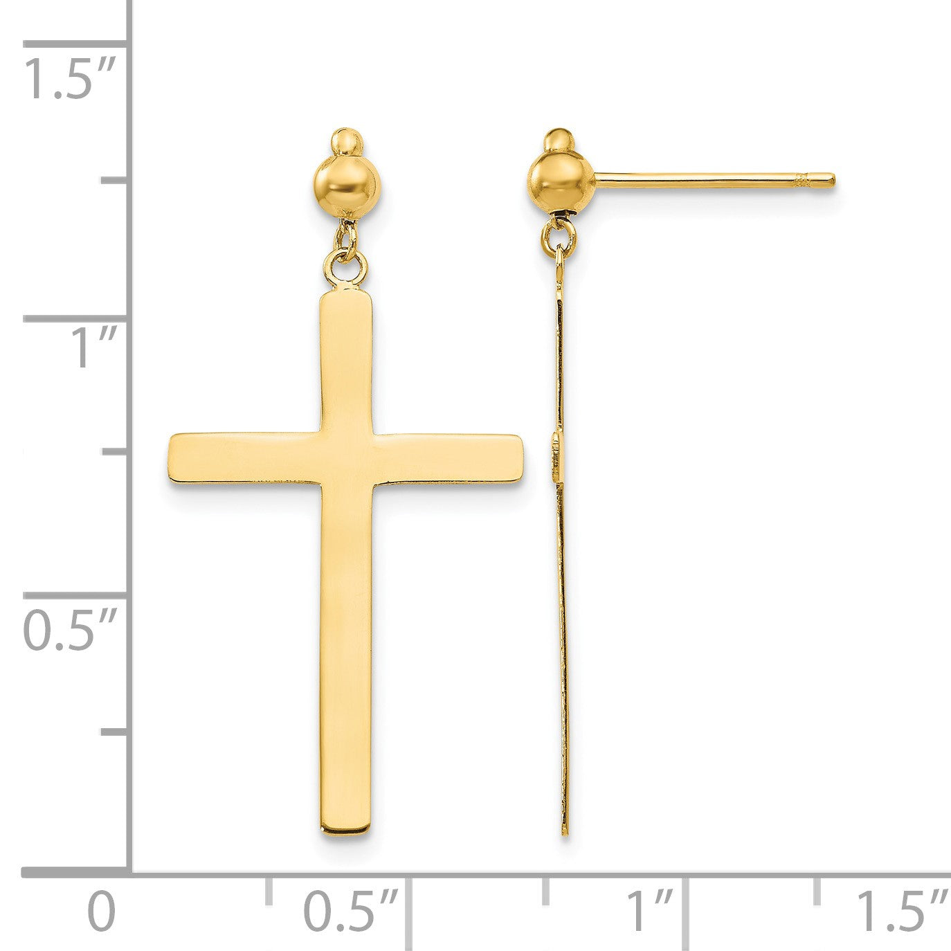 14K Cross Dangle Post Earrings