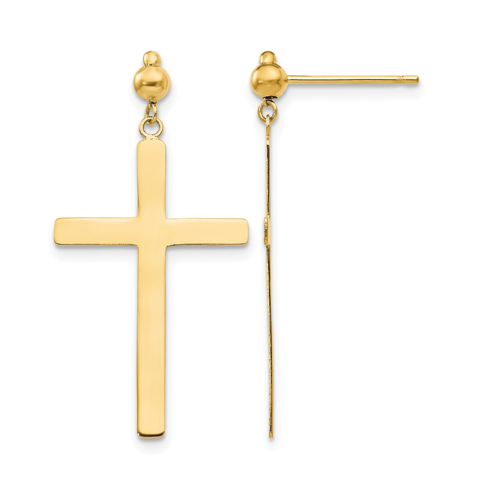 14K Cross Dangle Post Earrings