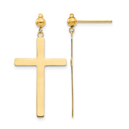 14K Cross Dangle Post Earrings