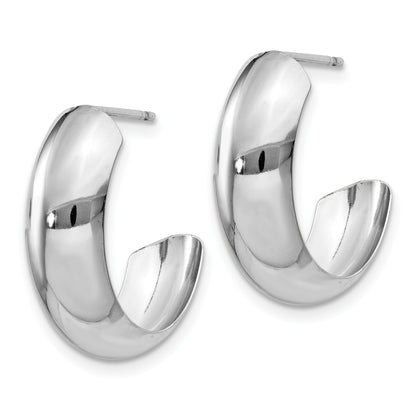 14k White Gold 6.5x24mm Polished J-Hoop Post Earrings