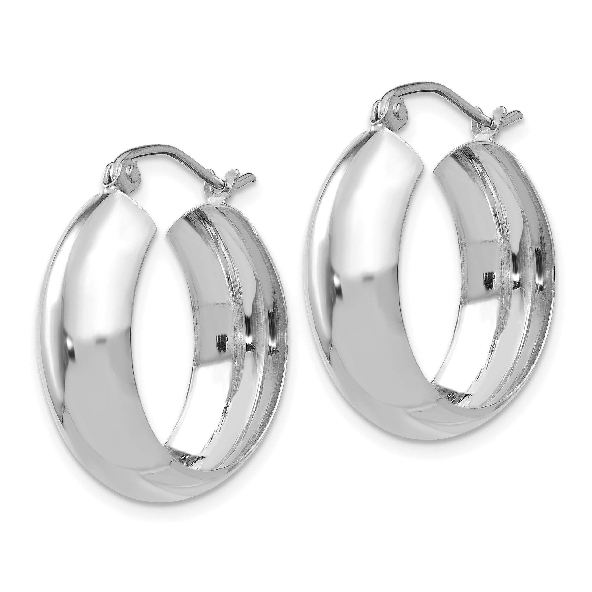 14k White Gold 7x21mm Polished Hoop Earrings