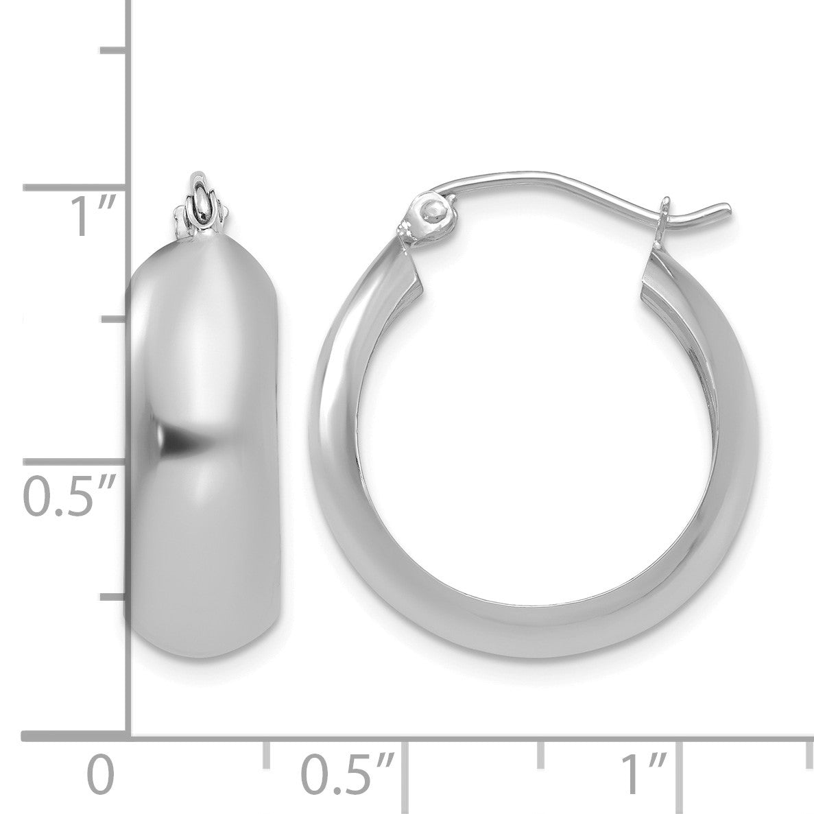 14k White Gold 7x21mm Polished Hoop Earrings