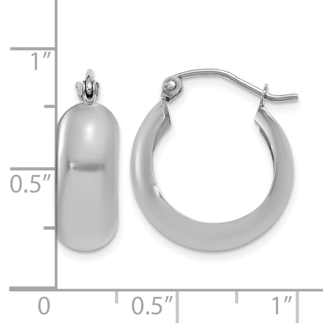 14k White Gold 7x19mm Polished Hoop Earrings