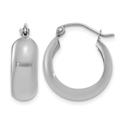 14k White Gold 7x19mm Polished Hoop Earrings