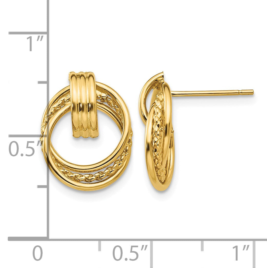 14k Polished Fancy Doorknocker Post Earrings