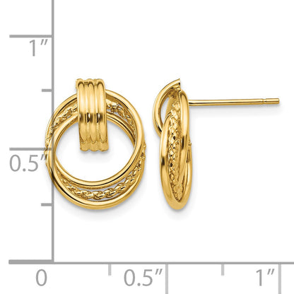 14k Polished Fancy Doorknocker Post Earrings