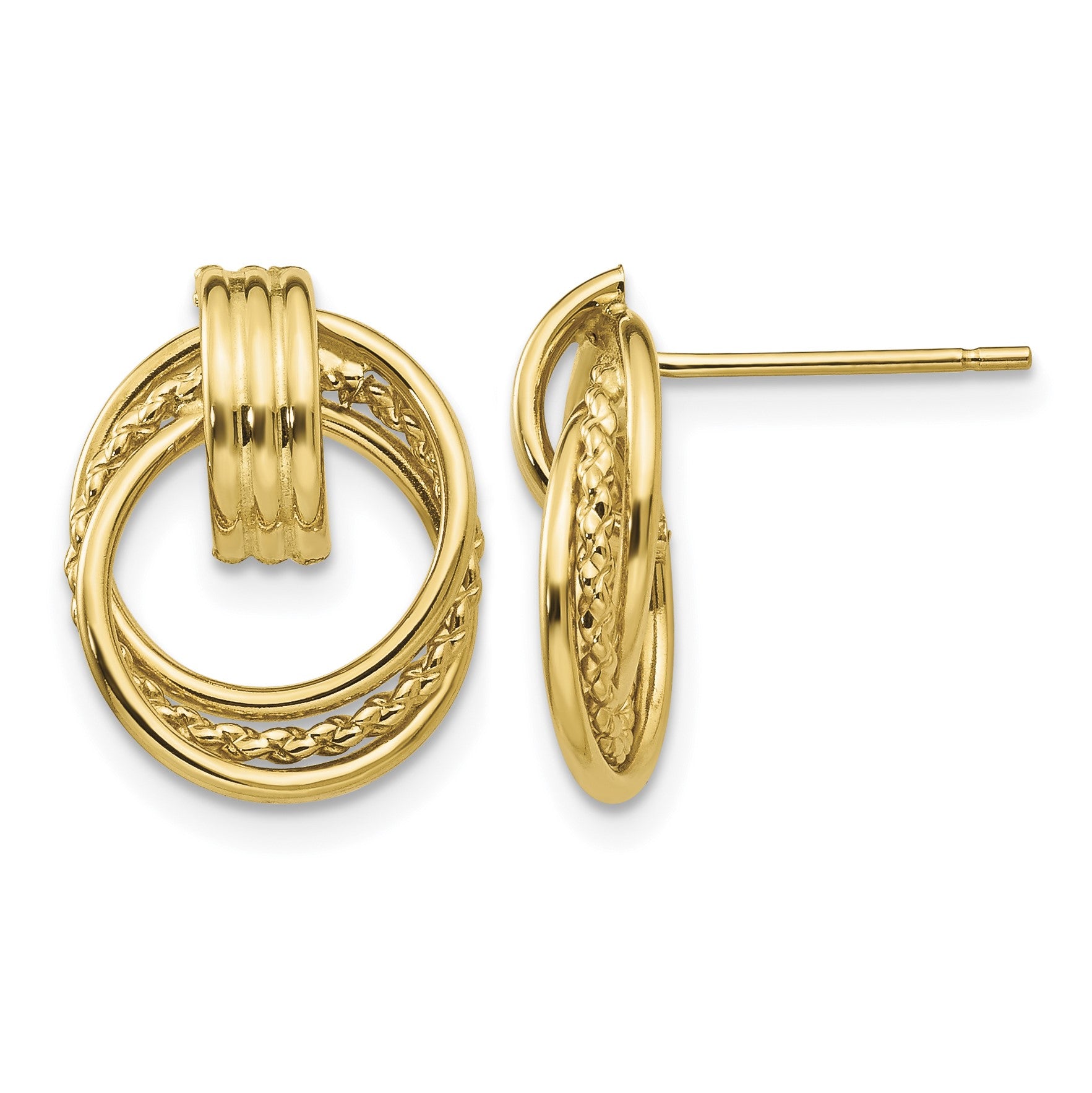 14k Polished Fancy Doorknocker Post Earrings