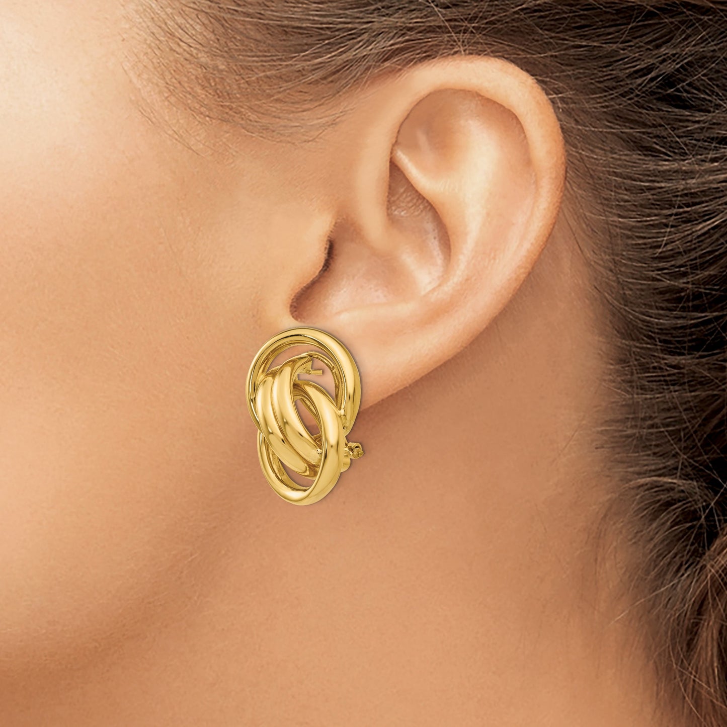 14k Polished Fancy Circles Omega Back Post Earrings