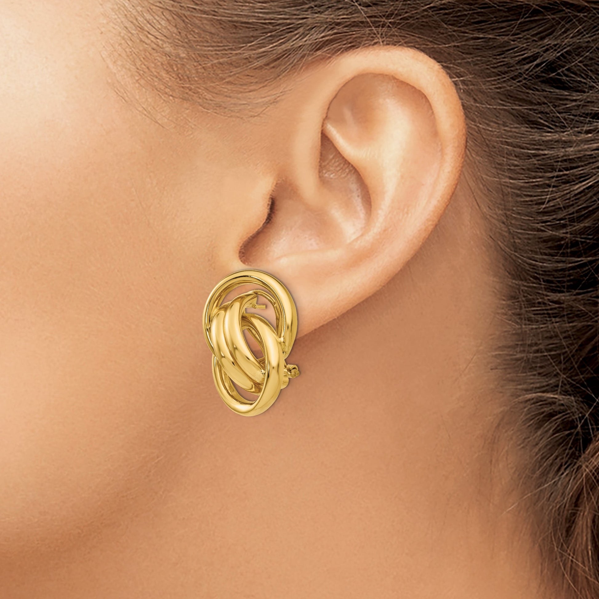 14k Polished Fancy Circles Omega Back Post Earrings