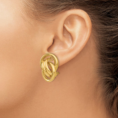 14k Polished Fancy Circles Omega Back Post Earrings