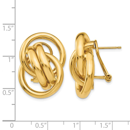 14k Polished Fancy Circles Omega Back Post Earrings