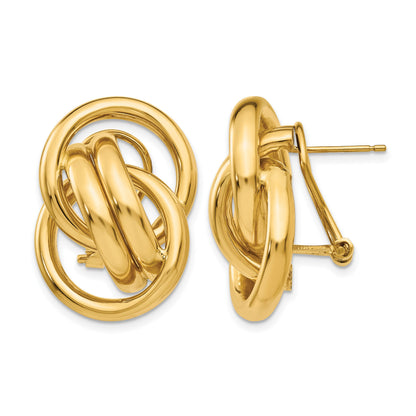 14k Polished Fancy Circles Omega Back Post Earrings
