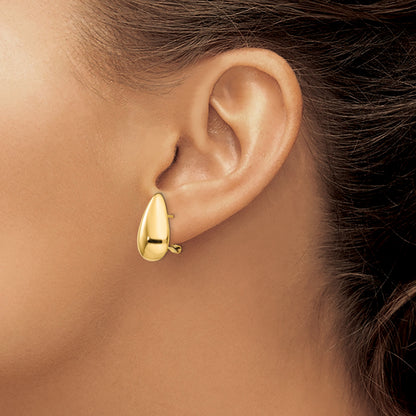 14k 10x20mm Polished Teardrop Omega Back Post Earrings