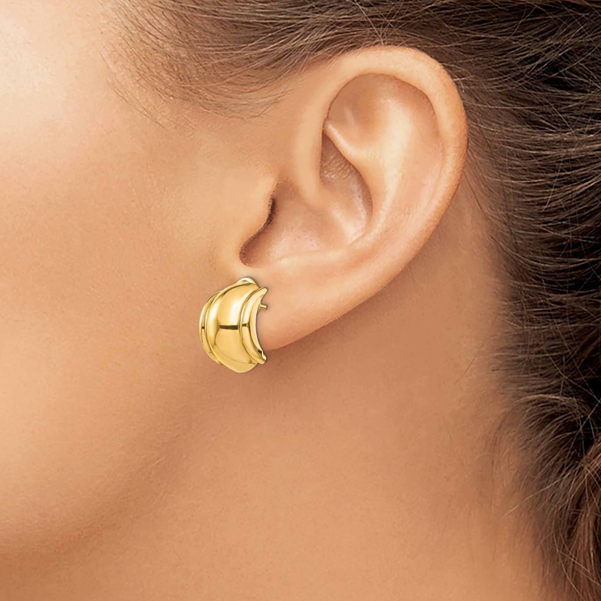 14k 12x17mm Polished Fancy Omega Back Post Earrings