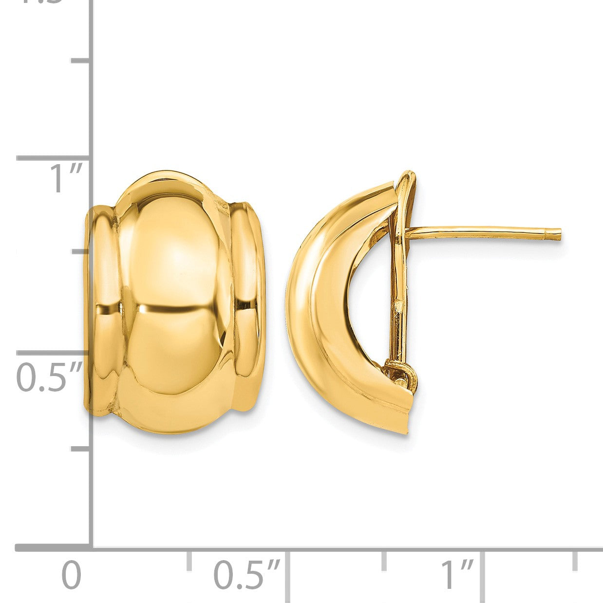 14k 12x17mm Polished Fancy Omega Back Post Earrings