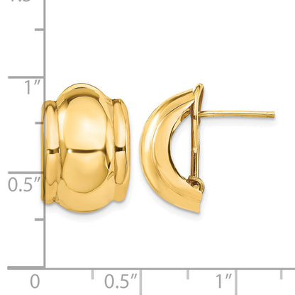 14k 12x17mm Polished Fancy Omega Back Post Earrings