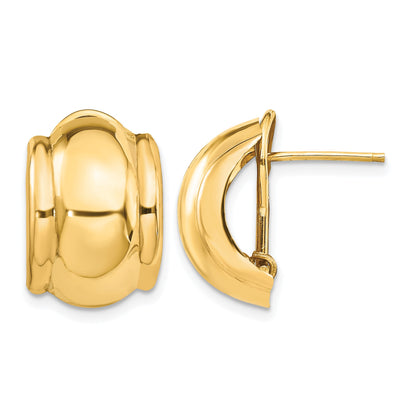 14k 12x17mm Polished Fancy Omega Back Post Earrings