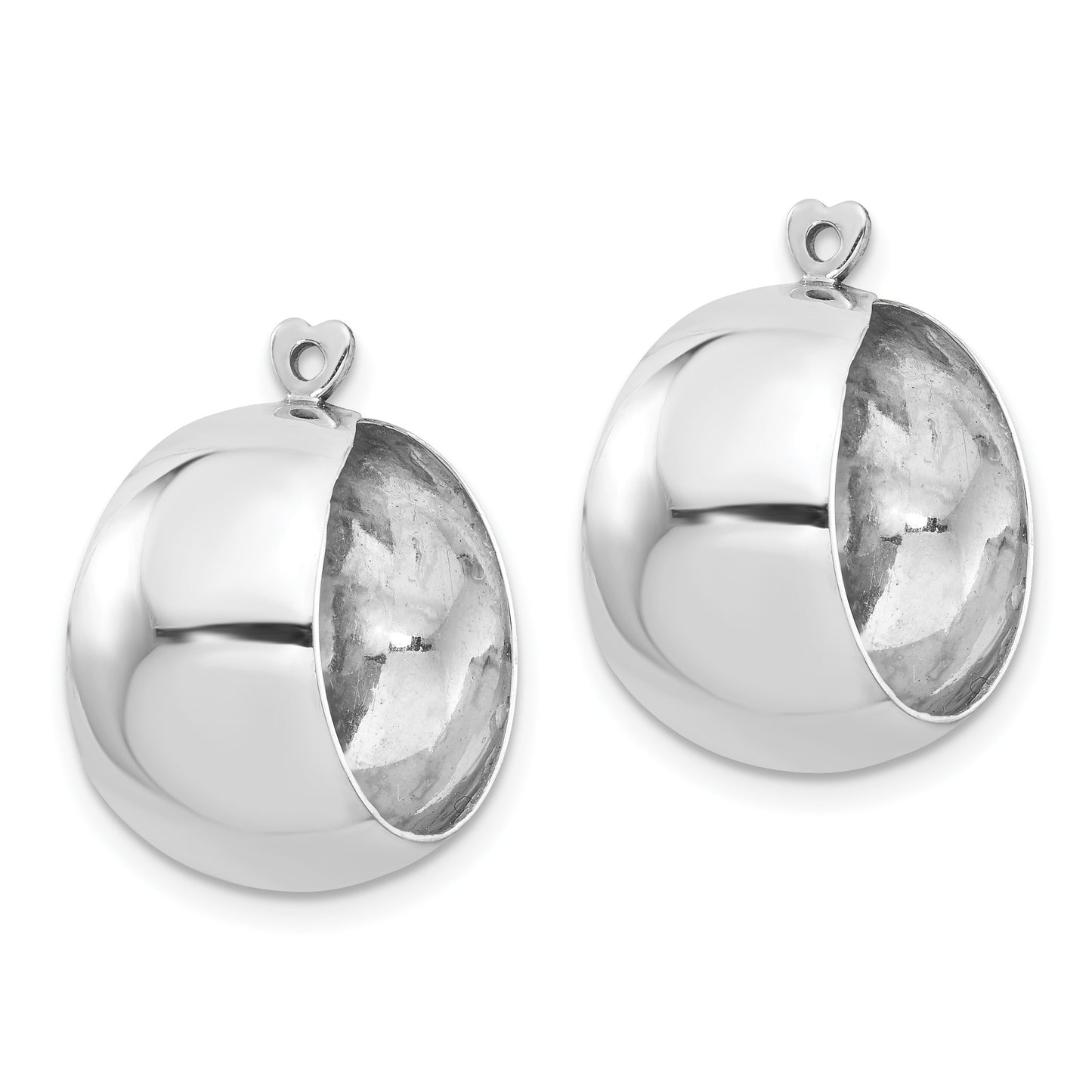 14k White Gold Polished Tapered Hoop Earring Jackets