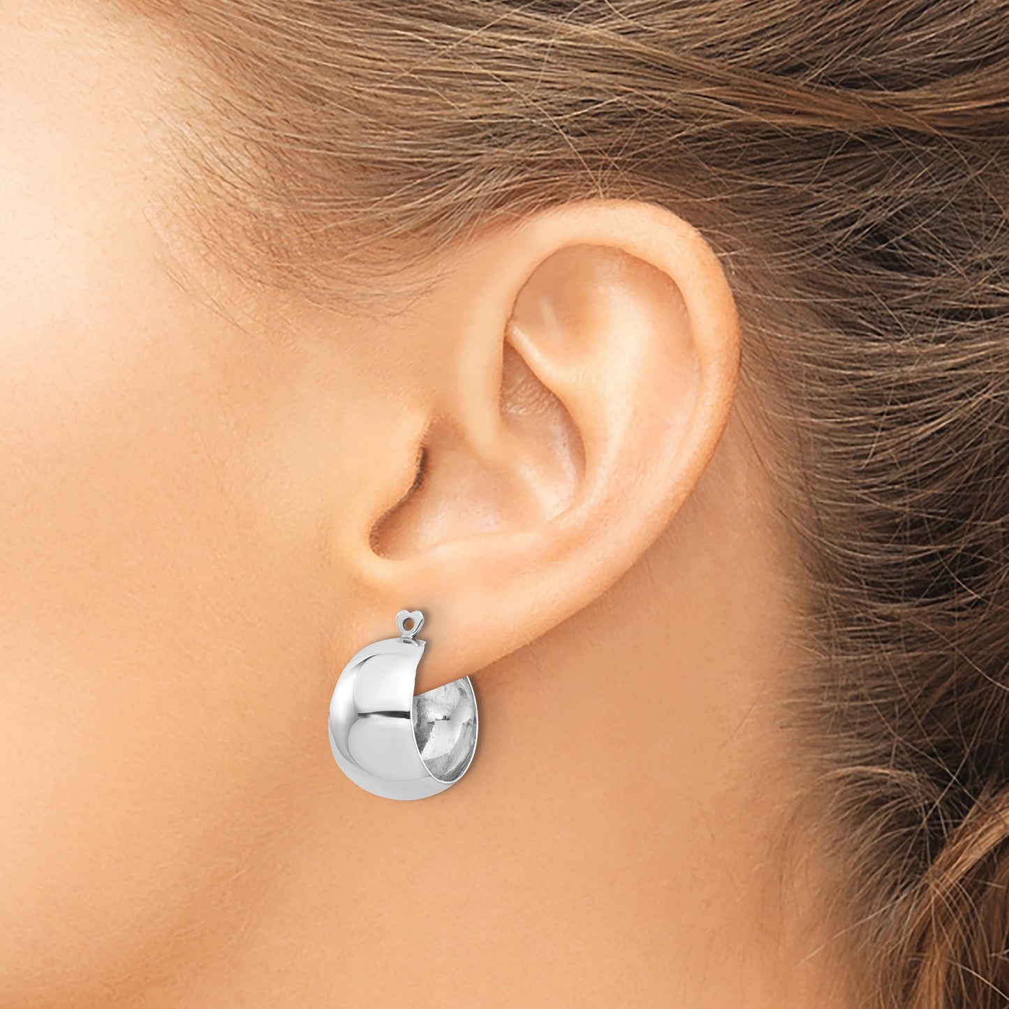 14k White Gold Polished Tapered Hoop Earring Jackets