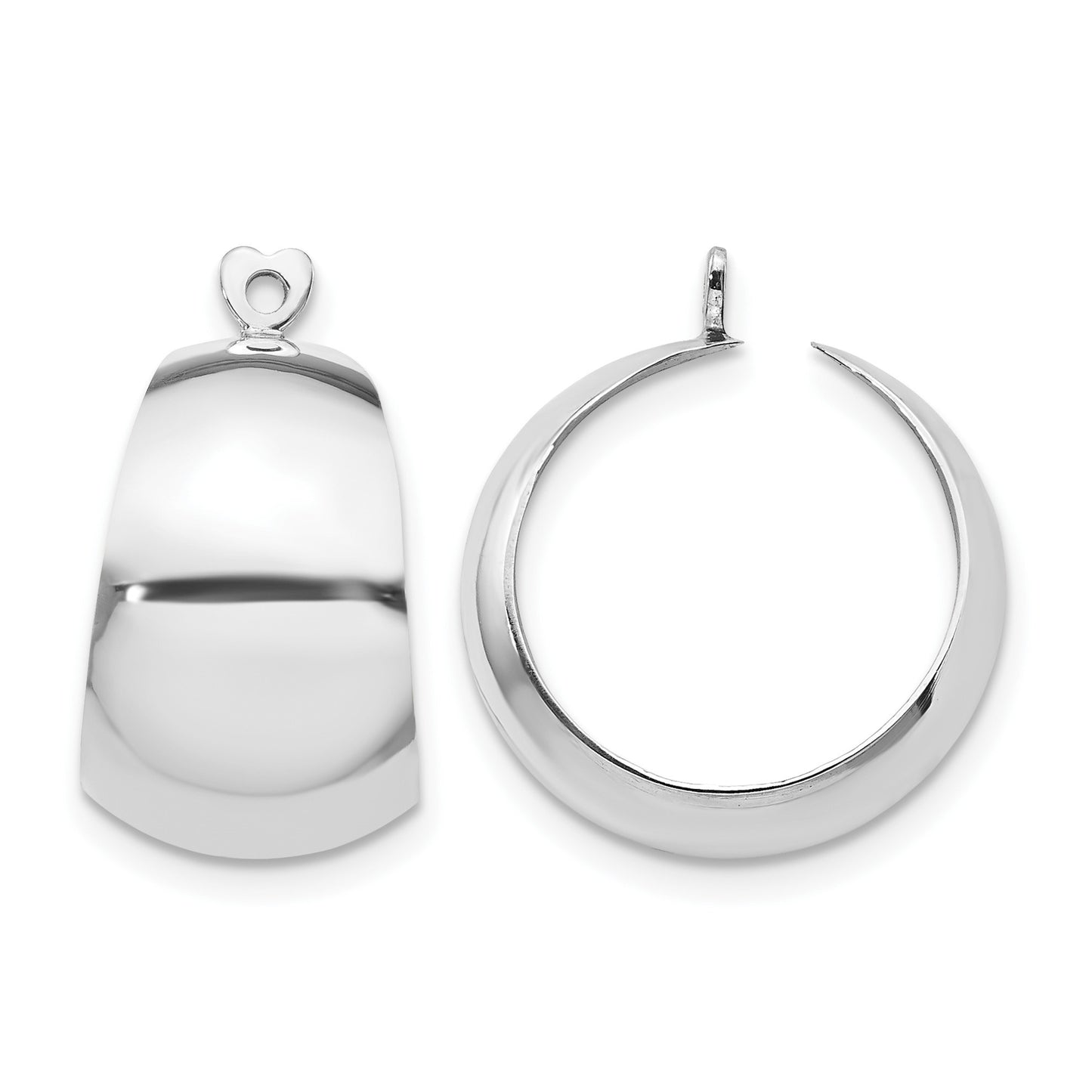 14k White Gold Polished Tapered Hoop Earring Jackets