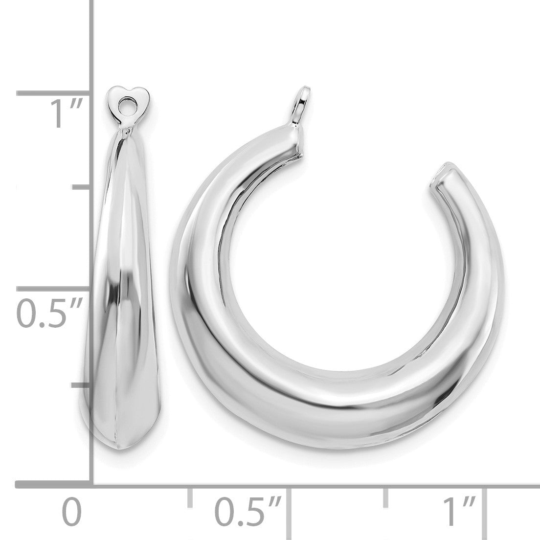 14k White Gold Polished Hollow Tapered Hoop Earring Jackets