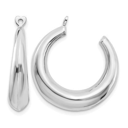 14k White Gold Polished Hollow Tapered Hoop Earring Jackets