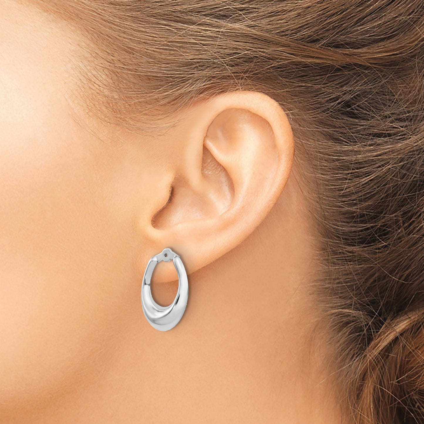 14k White Gold Polished Hoop Earring Jackets