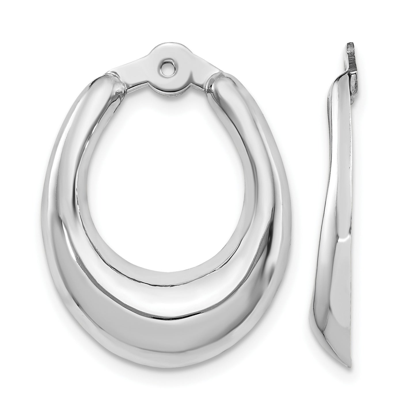14k White Gold Polished Hoop Earring Jackets