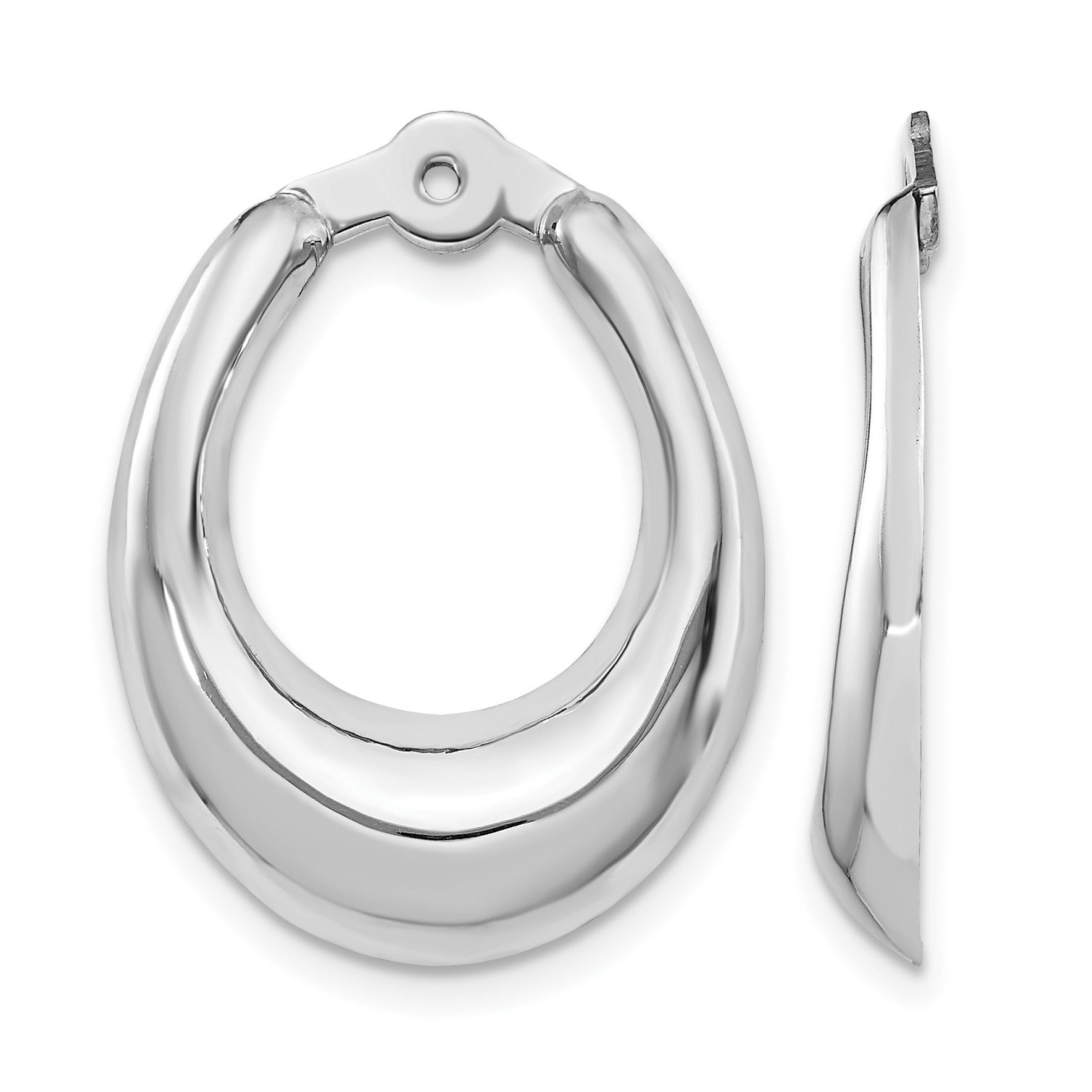 14k White Gold Polished Hoop Earring Jackets