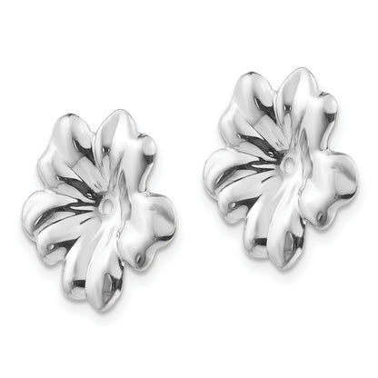14k White Gold Polished Floral Earring Jackets