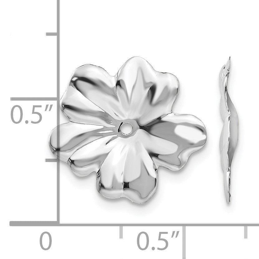 14k White Gold Polished Floral Earring Jackets