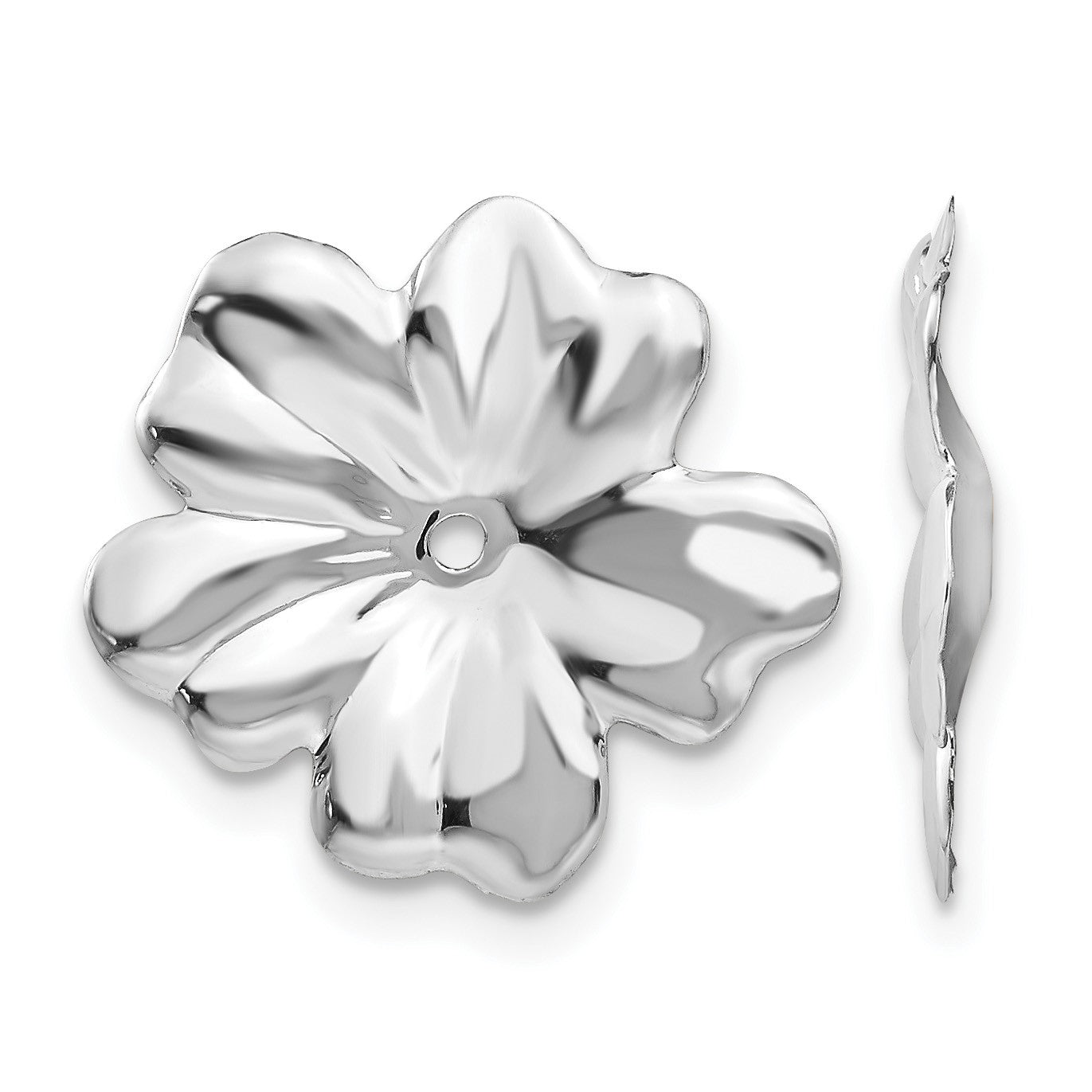 14k White Gold Polished Floral Earring Jackets