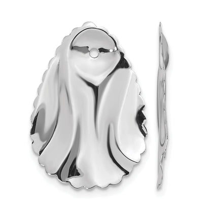14k White Gold Polished Hammered Oval Earring Jackets