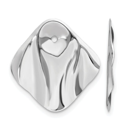 14k White Gold Polished Hammered Square Earring Jackets