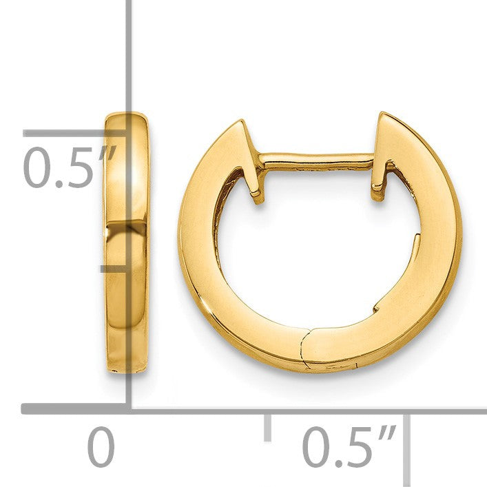 14k Polished 2MM Hinged Hoop Earrings
