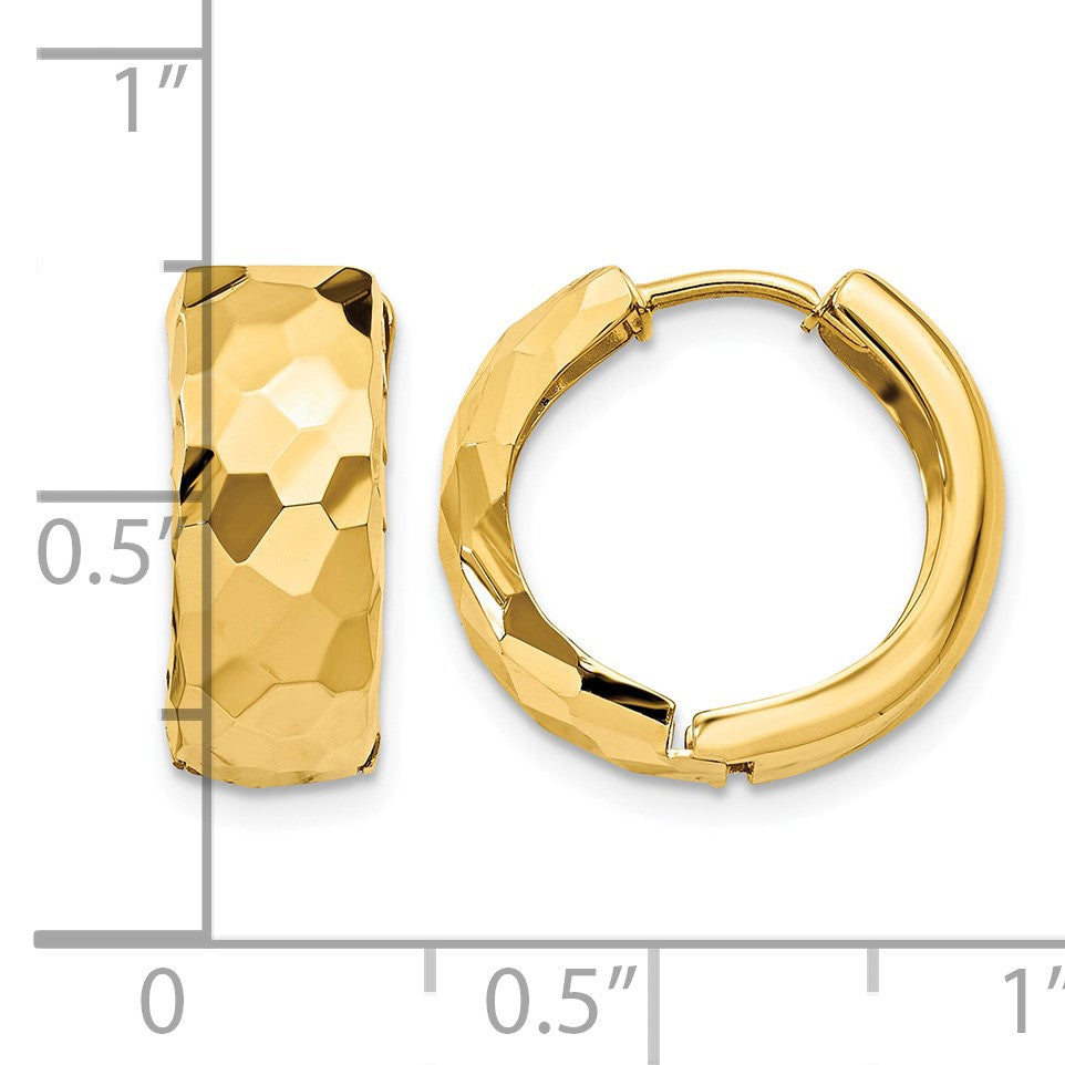 14k Faceted & Polished Hinged 6mm Hoop Earrings