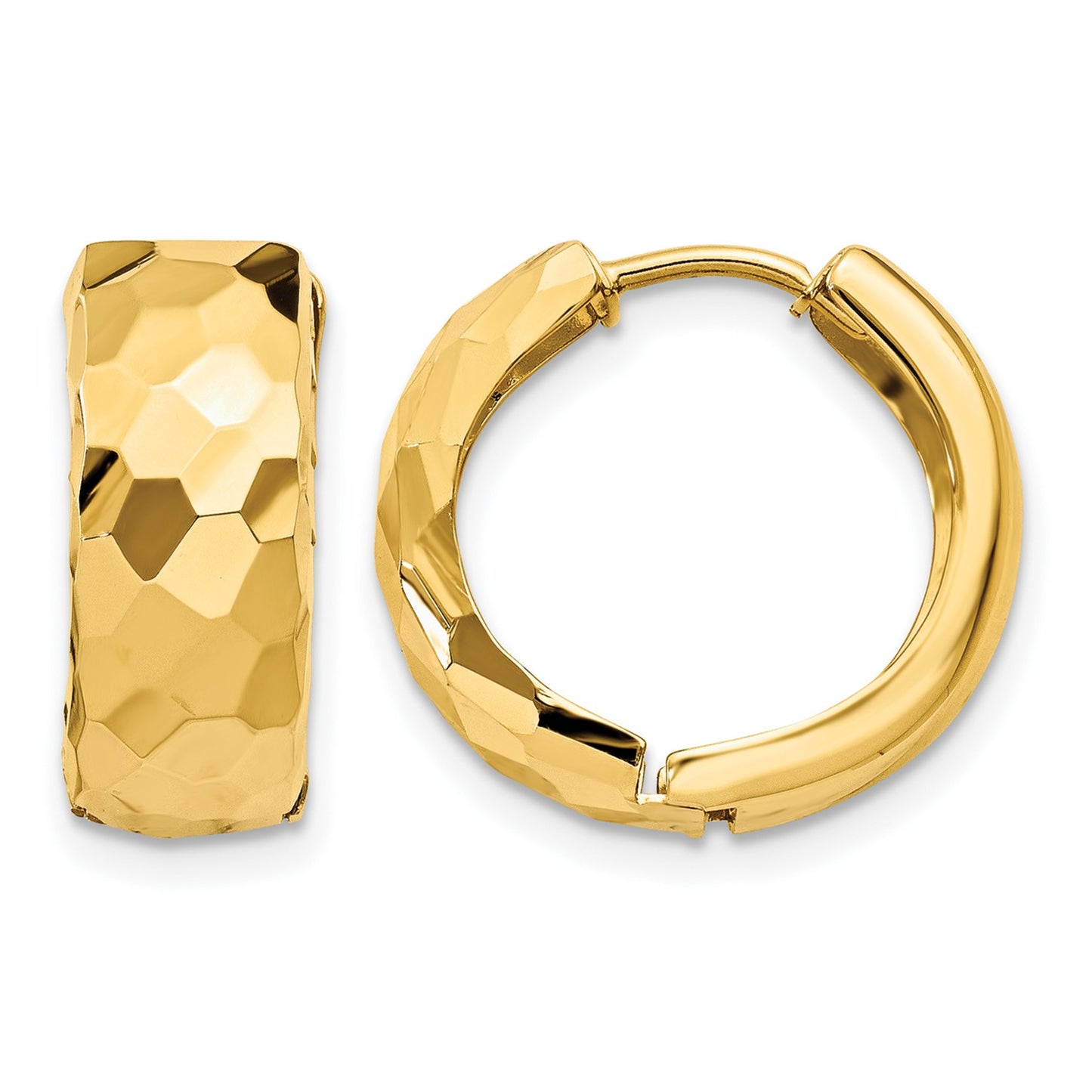 14k Faceted & Polished Hinged 6mm Hoop Earrings
