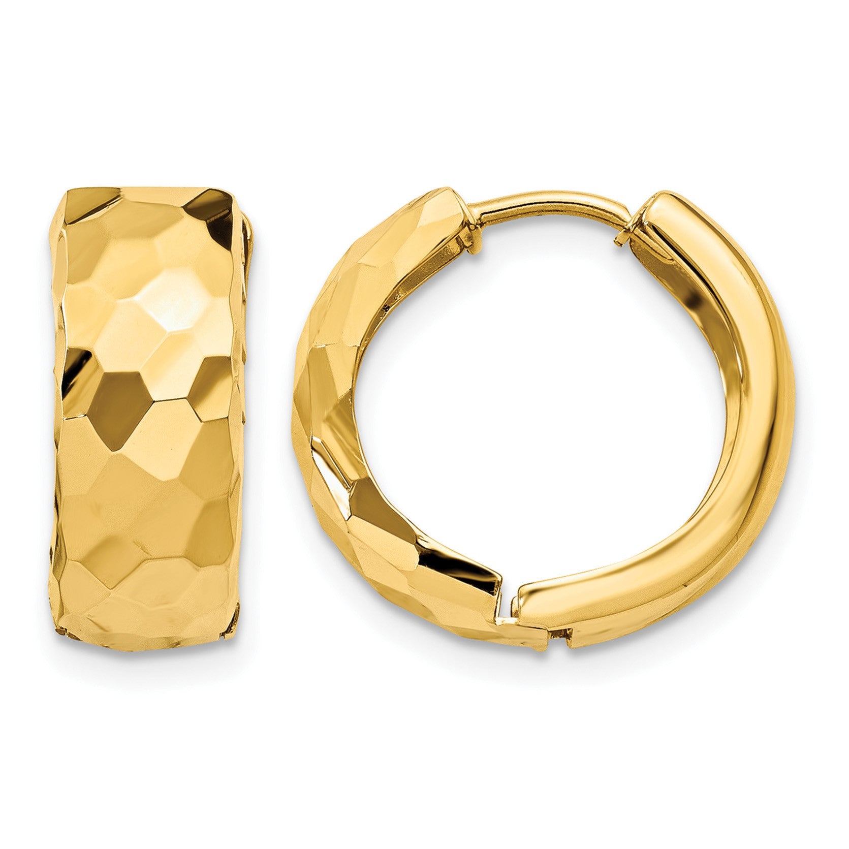 14k Faceted & Polished Hinged 6mm Hoop Earrings