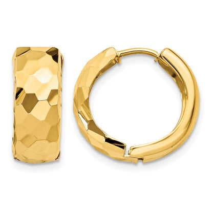 14k Faceted & Polished Hinged 6mm Hoop Earrings