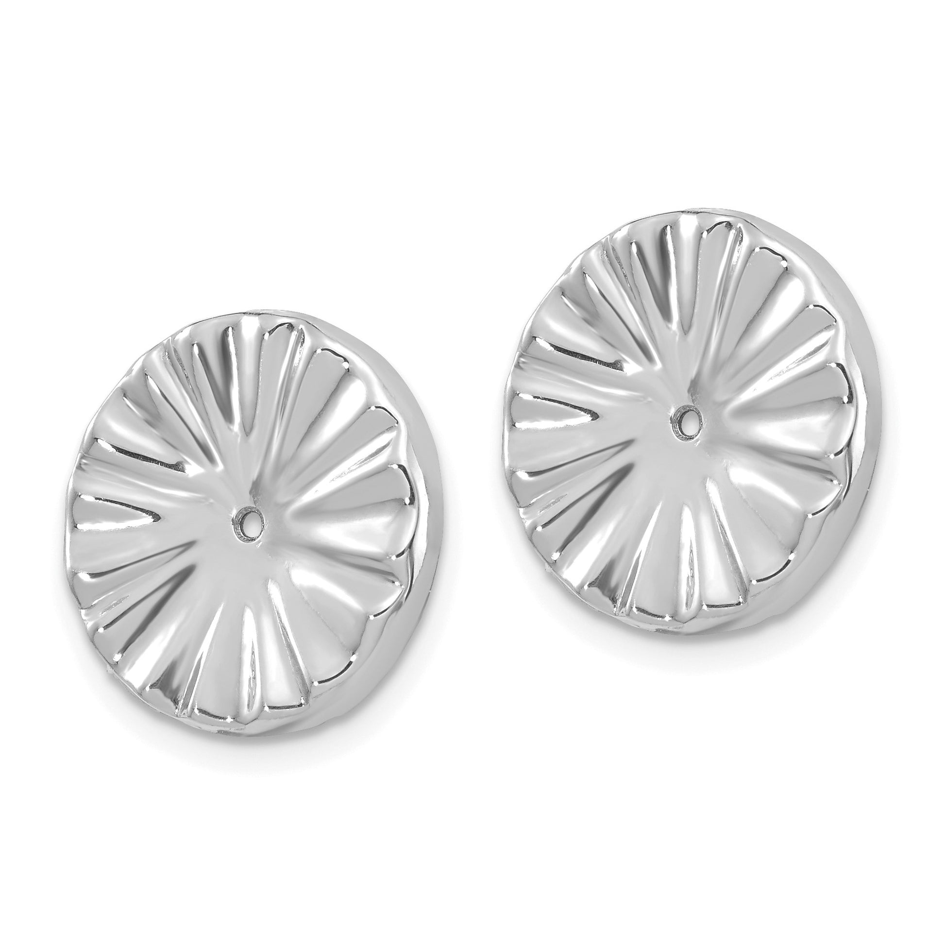 14k White Gold Polished Sunburst Earring Jackets