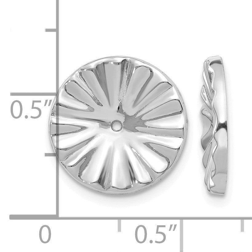 14k White Gold Polished Sunburst Earring Jackets